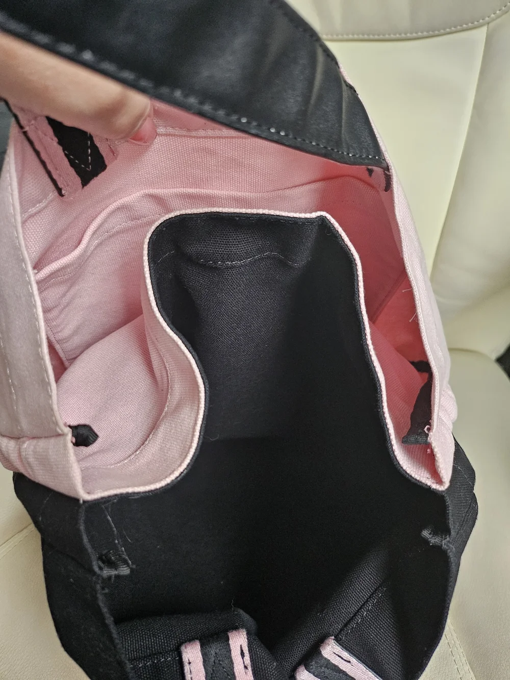 Victoria's Secret Double Black Tote Bag with Gold 'Love Made Me Do It' Print